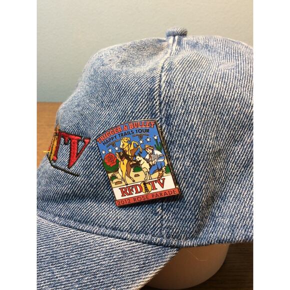 RFD-TV Rural Media Blue Demin Nashville Tenn Strapback Baseball Hat Cap & Pin - Picture 4 of 8